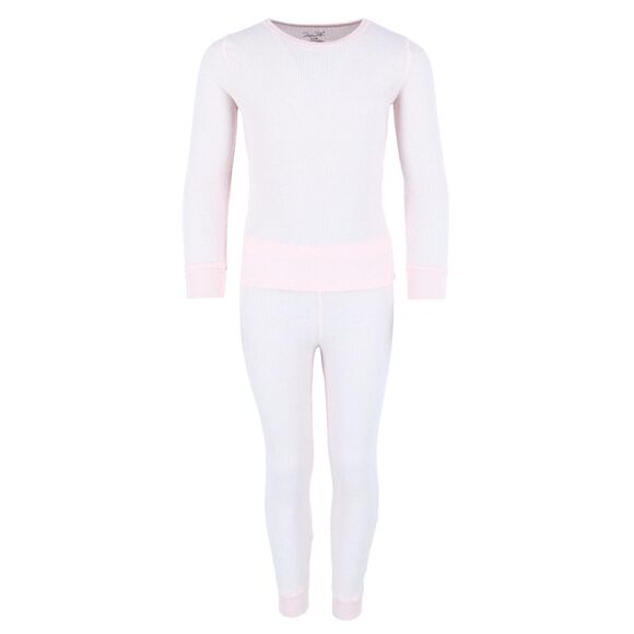 Rene Rofe Girl's Waffle Thermal Long Underwear 2-Piece Set - Picture 1 of 7